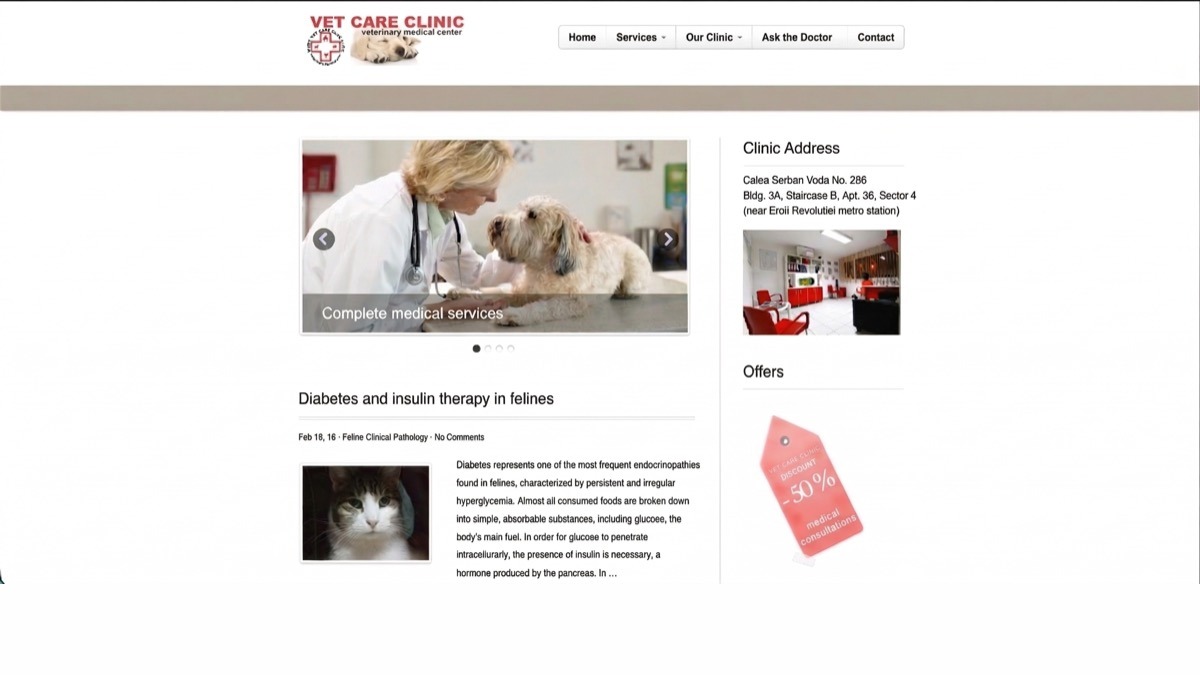 Modern Romanian veterinary clinic website designed by Becos